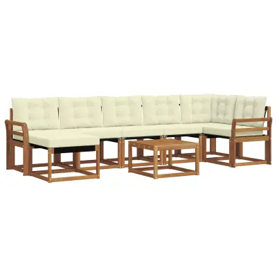 vidaXL Zunanja garnitura za sedenje z blazino 8 pcs Naravna in smetana