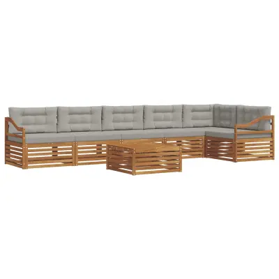 vidaXL Zunanja garnitura za sedenje 7 pcs Naravna in svetlo siva