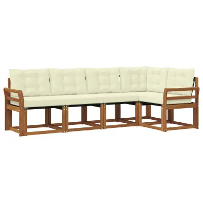 vidaXL Zunanja garnitura za sedenje z blazino 5 pcs Naravna in smetana