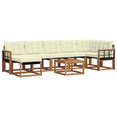vidaXL Zunanja garnitura za sedenje z blazino 8 pcs Naravna in smetana