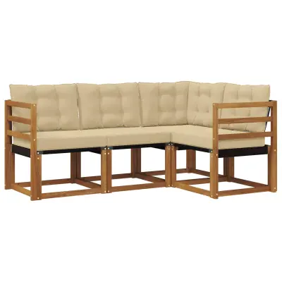vidaXL Zunanja garnitura za sedenje z blazino 4 pcs Naravna in bež