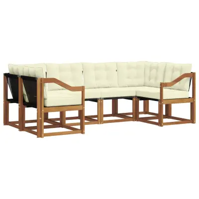 vidaXL Zunanja garnitura za sedenje z blazino 6 pcs Naravna in smetana