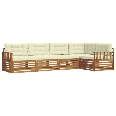 vidaXL Zunanja garnitura za sedenje z blazino 5 pcs Naravna in smetana