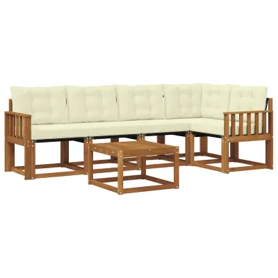 vidaXL Zunanja garnitura za sedenje z blazino 6 pcs Naravna in smetana