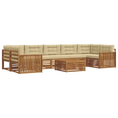 vidaXL Zunanja garnitura za sedenje z blazino 8 pcs Naravna in bež