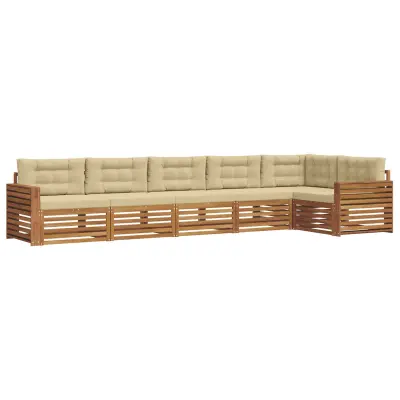 vidaXL Zunanja garnitura za sedenje z blazino 6 pcs Naravna in bež