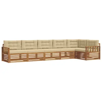 vidaXL Zunanja garnitura za sedenje z blazino 6 pcs Naravna in bež