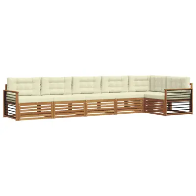 vidaXL Zunanja garnitura za sedenje z blazino 6 pcs Naravna in smetana