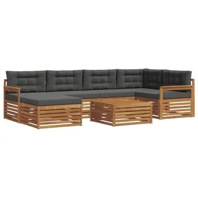 vidaXL Zunanja garnitura za sedenje 7 pcs Naravna in antracitna