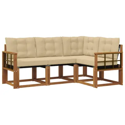 vidaXL Zunanja garnitura za sedenje z blazino 4 pcs Naravna in bež