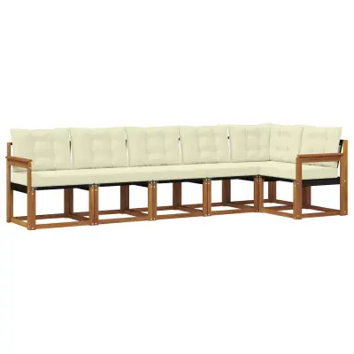 vidaXL Zunanja garnitura za sedenje z blazino 6 pcs Naravna in smetana