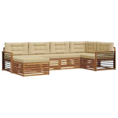 vidaXL Zunanja garnitura za sedenje z blazino 6 pcs Naravna in bež