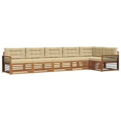 vidaXL Zunanja garnitura za sedenje z blazino 6 pcs Naravna in bež