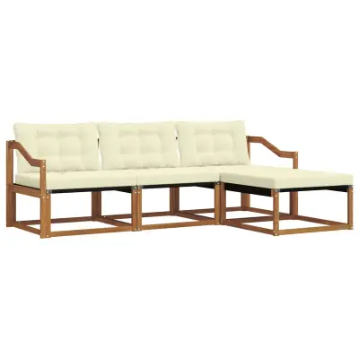 vidaXL Zunanja garnitura za sedenje z blazino 4 pcs Naravna in smetana