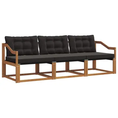 vidaXL Zunanja garnitura za sedenje z blazino 3 pcs Naravna in črna