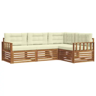 vidaXL Zunanja garnitura za sedenje z blazino 4 pcs Naravna in smetana