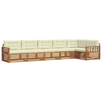vidaXL Zunanja garnitura za sedenje z blazino 6 pcs Naravna in smetana