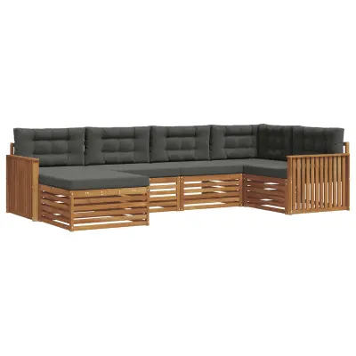 vidaXL Zunanja garnitura za sedenje 6 pcs Naravna in antracitna