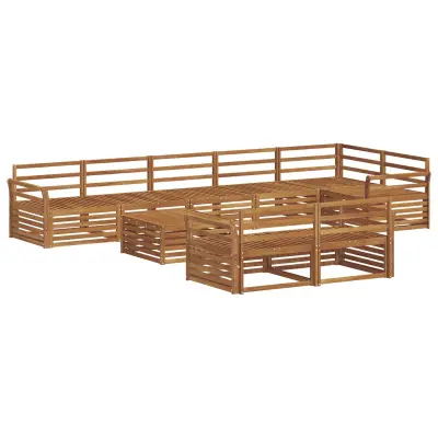 vidaXL Zunanja garnitura za sedenje 9 pcs Naravna Masiven les akacije