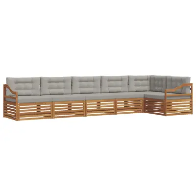 vidaXL Zunanja garnitura za sedenje 6 pcs Naravna in svetlo siva
