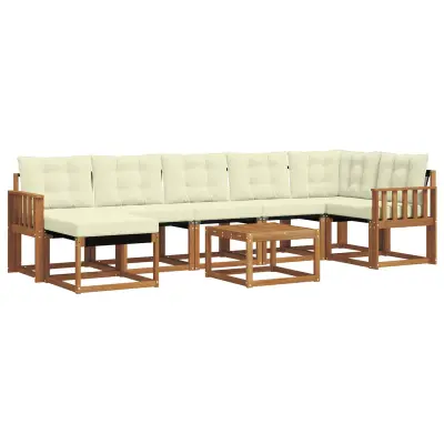 vidaXL Zunanja garnitura za sedenje z blazino 8 pcs Naravna in smetana