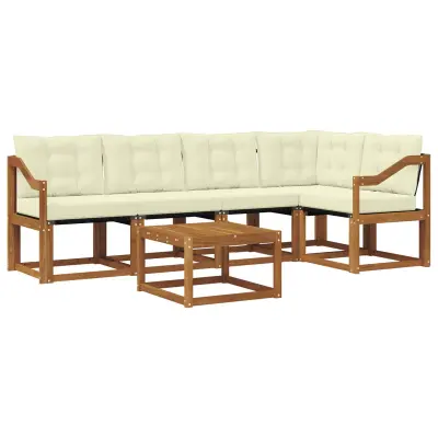 vidaXL Zunanja garnitura za sedenje z blazino 6 pcs Naravna in smetana