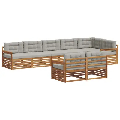 vidaXL Zunanja garnitura za sedenje 8 pcs Naravna in svetlo siva