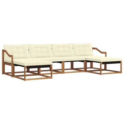 vidaXL Zunanja garnitura za sedenje z blazino 6 pcs Naravna in smetana