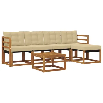 vidaXL Zunanja garnitura za sedenje z blazino 6 pcs Naravna in bež