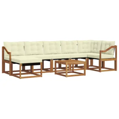 vidaXL Zunanja garnitura za sedenje z blazino 8 pcs Naravna in smetana