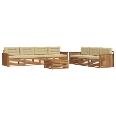vidaXL Zunanja garnitura za sedenje z blazino 8 pcs Naravna in bež