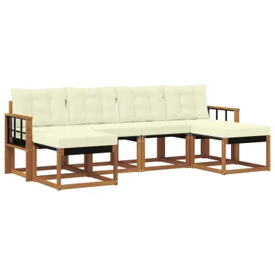 vidaXL Zunanja garnitura za sedenje z blazino 6 pcs Naravna in smetana