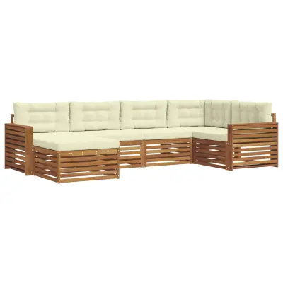 vidaXL Zunanja garnitura za sedenje z blazino 6 pcs Naravna in smetana