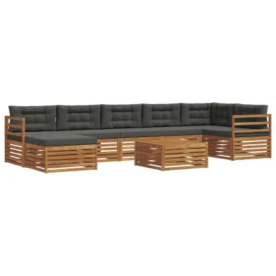 vidaXL Zunanja garnitura za sedenje 8 pcs Naravna in antracitna