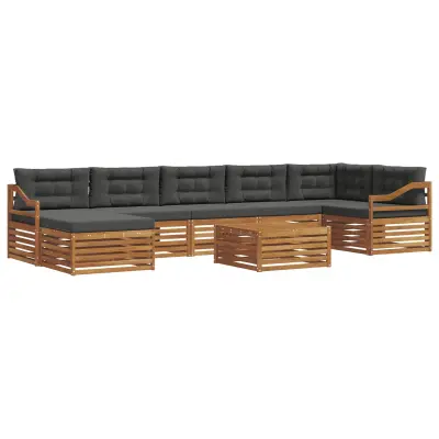 vidaXL Zunanja garnitura za sedenje 8 pcs Naravna in antracitna