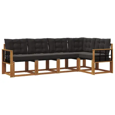 vidaXL Zunanja garnitura za sedenje z blazino 5 pcs Naravna in črna