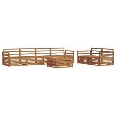 vidaXL Zunanja garnitura za sedenje 7 pcs Naravna Masiven les akacije