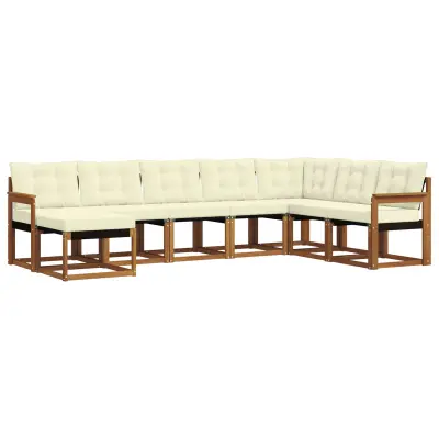 vidaXL Zunanja garnitura za sedenje z blazino 8 pcs Naravna in smetana