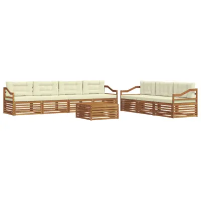 vidaXL Zunanja garnitura za sedenje z blazino 8 pcs Naravna in smetana
