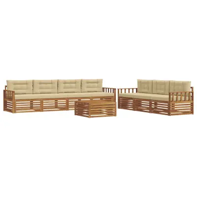 vidaXL Zunanja garnitura za sedenje z blazino 8 pcs Naravna in bež