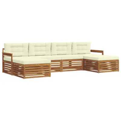 vidaXL Sedežne garniture 6 pcs Naravna in smetana Masiven les akacije