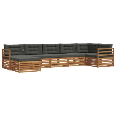 vidaXL Zunanja garnitura za sedenje 7 pcs Naravna in antracitna