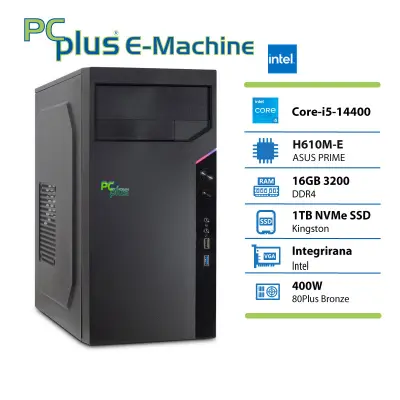 Namizni računalnik PCPLUS e-machine, i5 14400, 16 GB DDR4, 1TB SSD