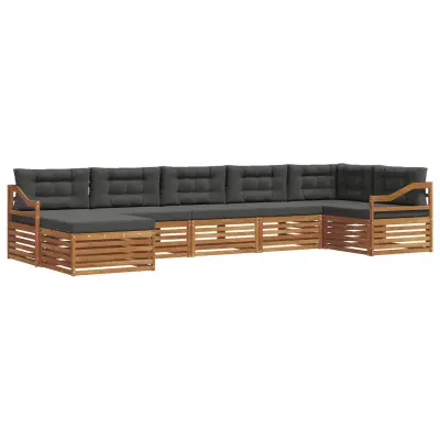 vidaXL Zunanja garnitura za sedenje 7 pcs Naravna in antracitna