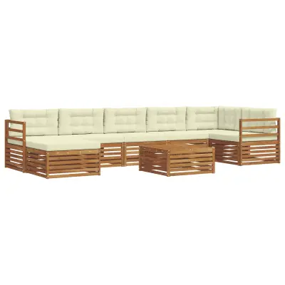 vidaXL Zunanja garnitura za sedenje z blazino 8 pcs Naravna in smetana