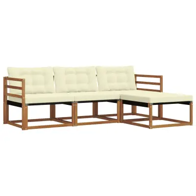 vidaXL Zunanja garnitura za sedenje z blazino 4 pcs Naravna in smetana
