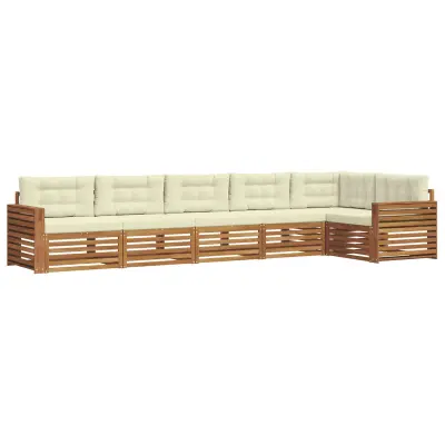 vidaXL Zunanja garnitura za sedenje z blazino 6 pcs Naravna in smetana