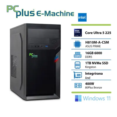 Namizni računalnik PCPLUS e-machine, Ultra 5 225, 16 GB RAM, 1TB SSD, W11H