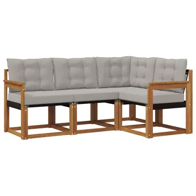 vidaXL Zunanja garnitura za sedenje 4 pcs Naravna in svetlo siva