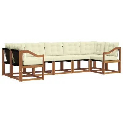 vidaXL Zunanja garnitura za sedenje z blazino 7 pcs Naravna in smetana